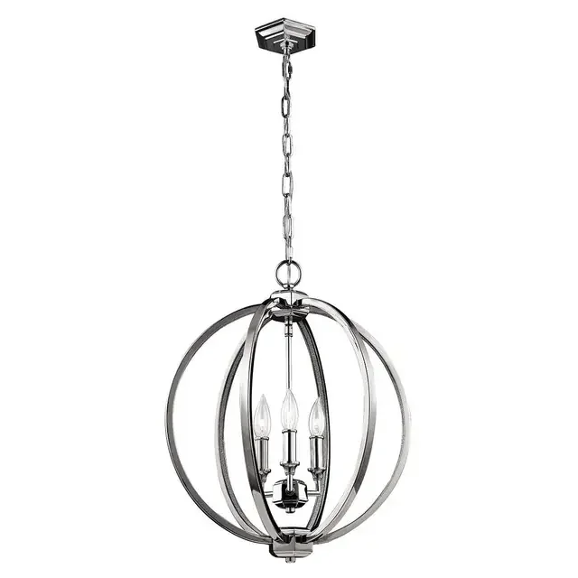 Corinne 3 Light Polished Nickel 43cm Pendant Light