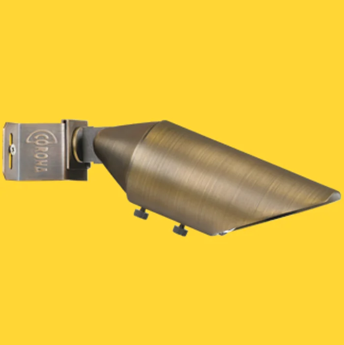 Corona Lighting CL-132B-AB Cast Brass Outdoor Down Light with Adjustable Shroud, 12V, 50W MR16, Antique Bronze