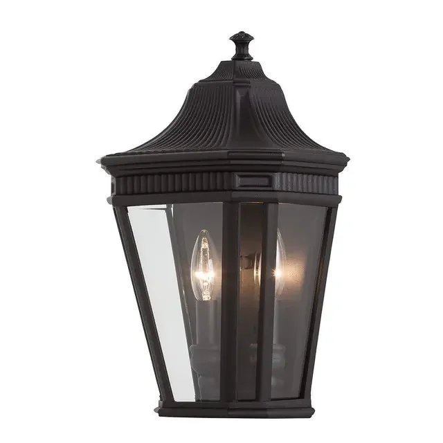 Cotswold Lane 2 Light Black Half Lantern IP44 Wall Light