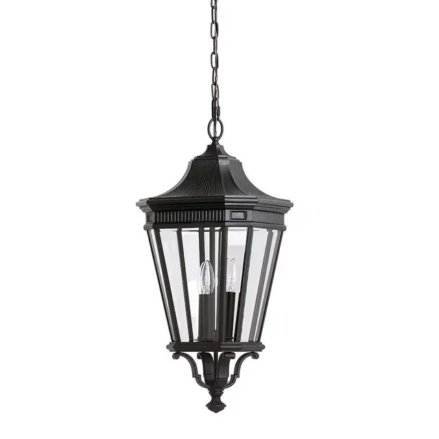 Cotswold Lane 3 Light Black IP44 Pendant Light