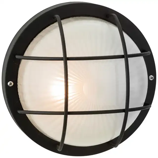 Court Black with Frosted Glass IP44 Wall or Ceiling Light