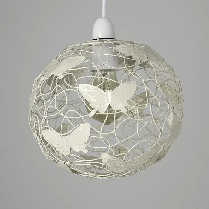 Cream Globe Wire Frame Ceiling Light Shade