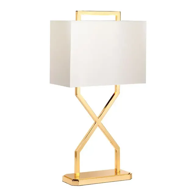 Cross Polished Gold with Ivory Shade Table Lamp