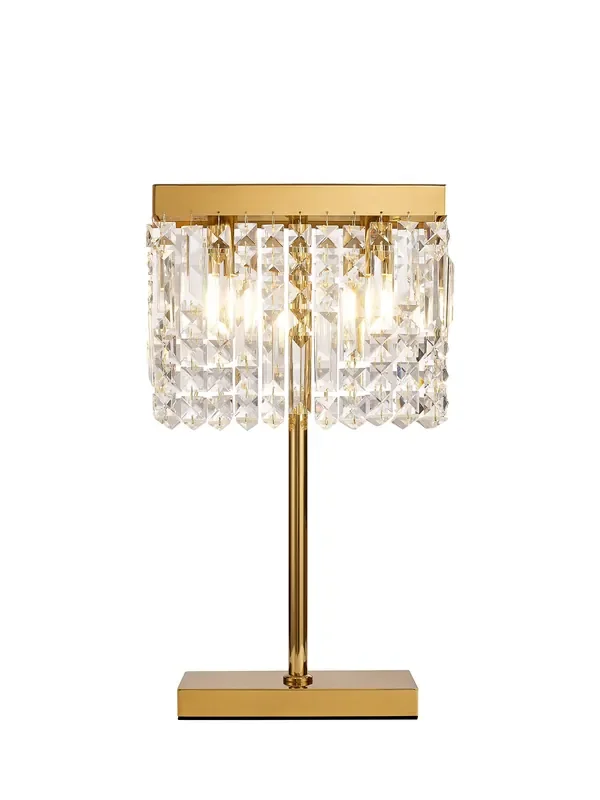Cruise 30x10cm Rectangular Chandelier Style Crystal Table Lamp, 2 Light E14