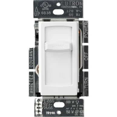 CTCL-150-WH Skylark Contour Slide-to-off Dimmer, Cfl/led (screw-base), Incandescent/halogen
