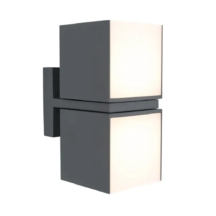 Cuba LED Anthracite Outdoor Cuboid Multi Directional 2 Lamp Wall Light