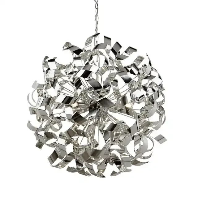 Curls 6 Light Chrome Metal Pendant Light