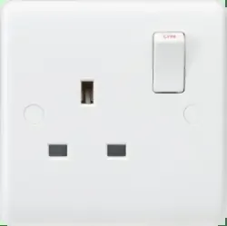 Curved Edge 13A 1 Gang Double Pole Switched Socket