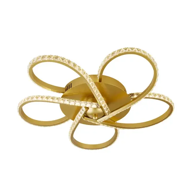 Daisy 5 Light Gold with Clear Crystal LED Flush Ceiling Light