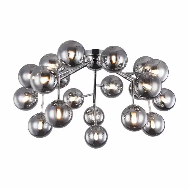 Dallas 20 light Chrome with Smoked Glass Semi-Flush Ceiling Light – Clearance