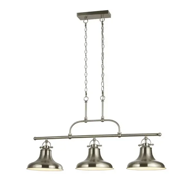 Dallas 3 Light Satin Silver Industrial Bar Pendant Light