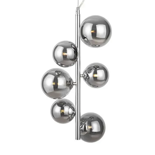 Dallas 6 Light Chrome with Smoke Glass Diffuser Pendant Light