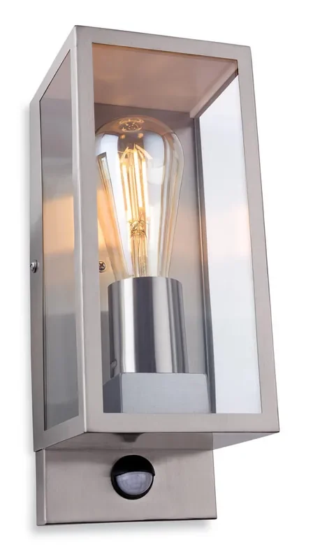 Dallas Stainless Steel with Clear Glass and PIR Sensor Wall Light