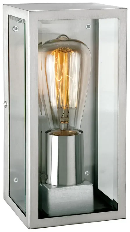 Dallas Stainless Steel with Clear Glass IP44 Wall Light