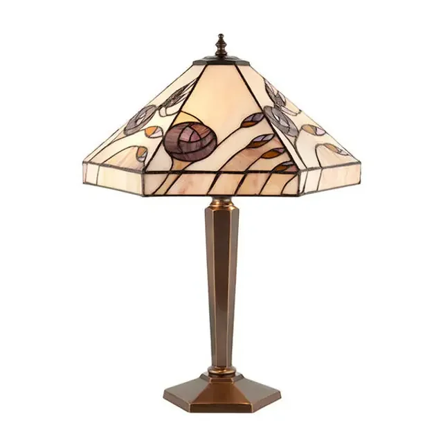 Damselfly 2 Light Dark Bronze Tiffany Table Lamp