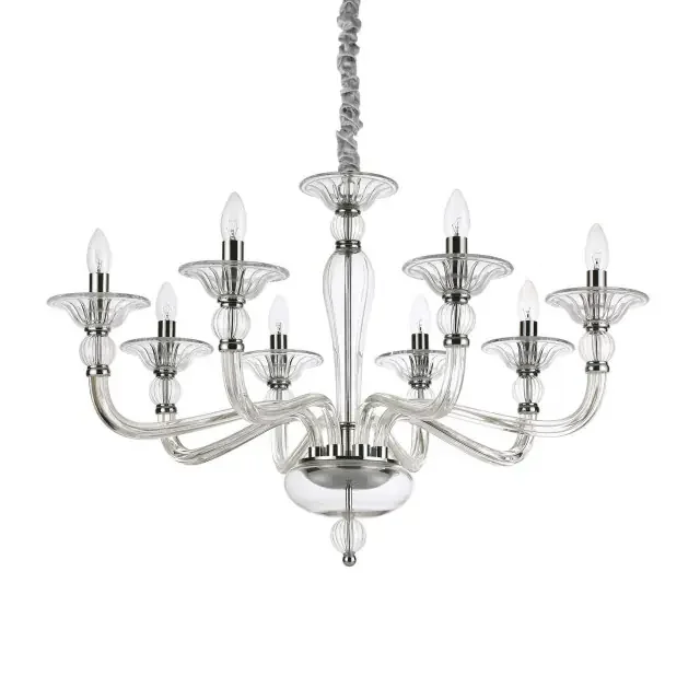 Danieli SP8 8 Light Chrome with Clear Glass Chandelier