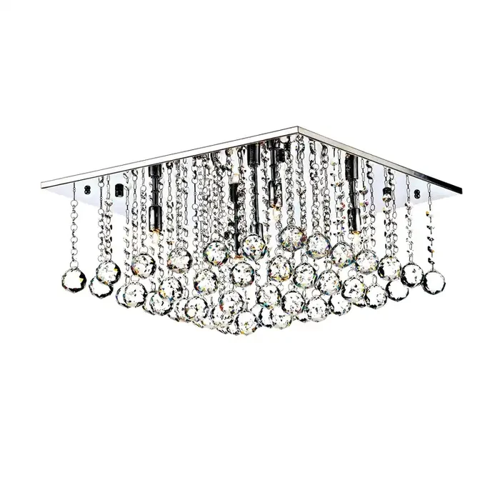 Dar Lighting Abacus 5 Light Flush Polished Chrome Crystal • ABA5050