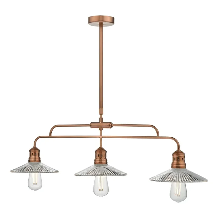 Dar Lighting Adeline Bar Pendant Brushed Copper & Glass • ADE7364