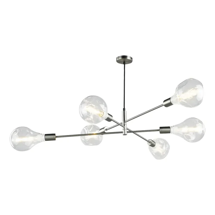 Dar Lighting Alana 6 Light Pendant Satin Chrome • ALA0646