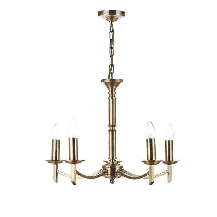 Dar Lighting Ambassador 5 Light Dual Mount Pendant Antique Brass • AMB0575