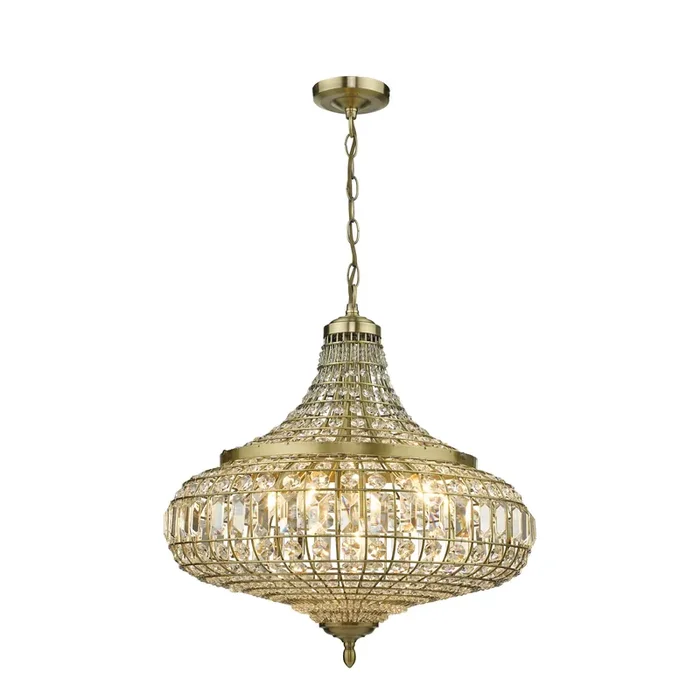 Dar Lighting Asmara 6 Light Pendant Antique Brass Crystal • ASM0675