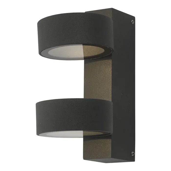 Dar Lighting Bohdan Outdoor 2 Light Wall Light Matt Grey IP65 LED • BOH0939