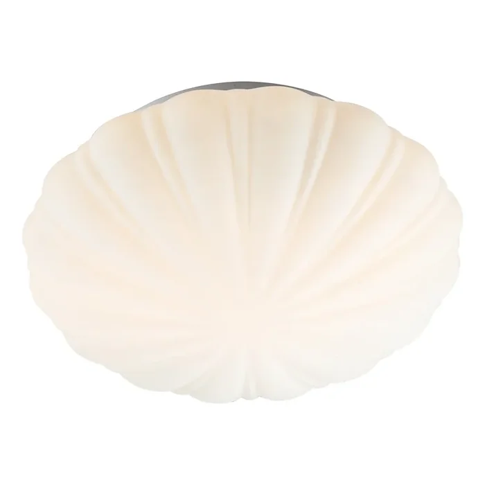 Dar Lighting Cafe Bathroom Flush Scalloped Opal Glass IP44 • CAF502