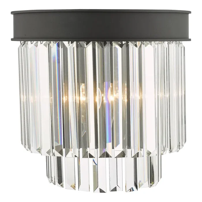 Dar Lighting Celeus 2 Light Wall Light Anthracite & Crystal • CEL0922