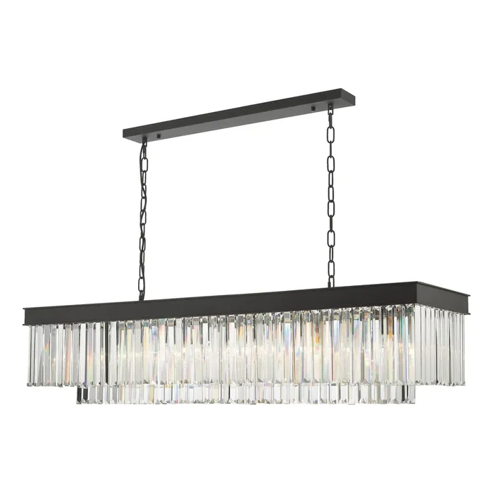 Dar Lighting Celeus 6 Light Bar Pendant Anthracite & Crystal • CEL6422