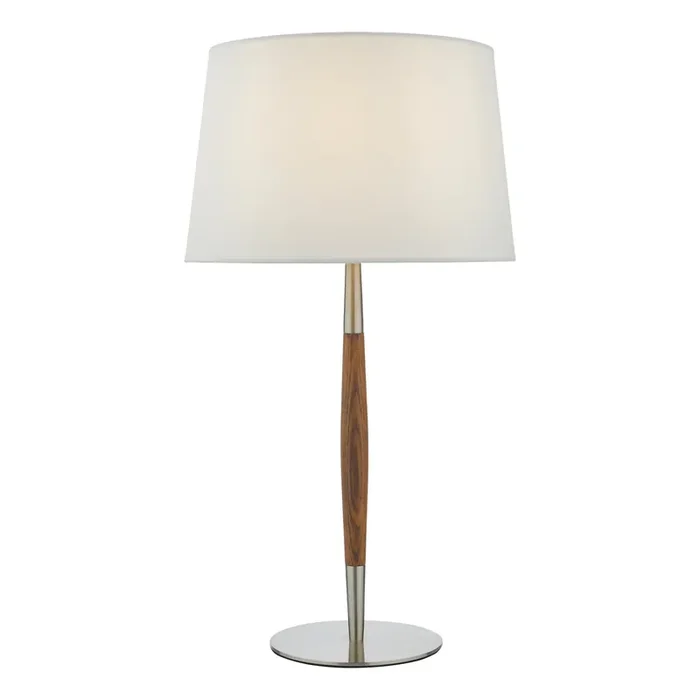 Dar Lighting Detroit Table Lamp Satin Nickel Walnut Detail Base Only • DET4246