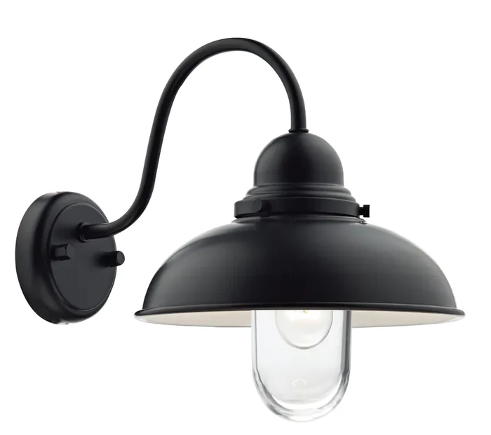 Dar Lighting Dynamo Outdoor Wall Light Matt Black Glass IP44 • DYN0722