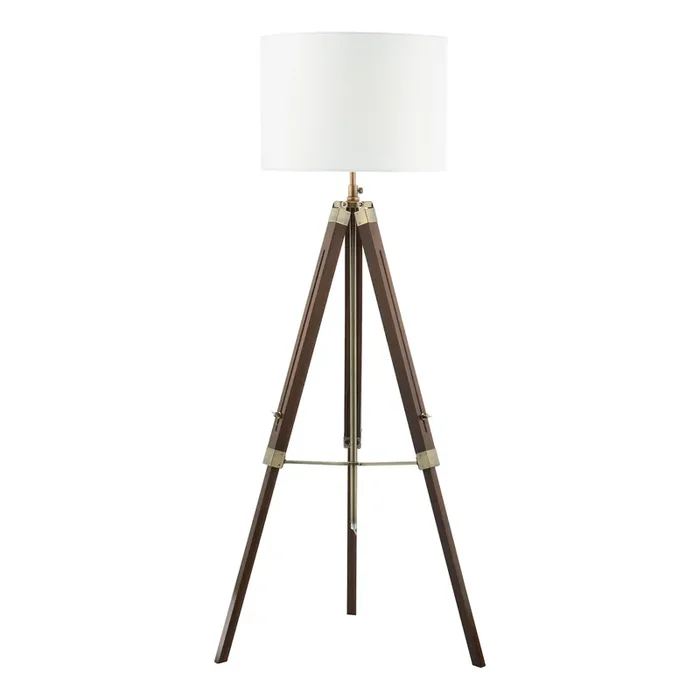 Dar Lighting Easel Tripod Floor Lamp Dark Wood Antique Brass Base Only • EAS4947