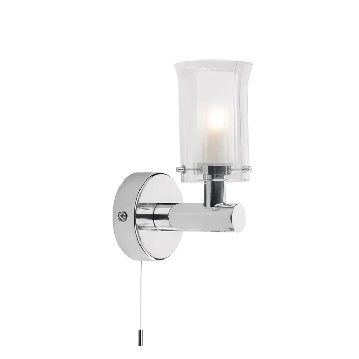Dar Lighting Elba Bathroom Wall Light Polished Chrome Glass IP44 • ELB0750