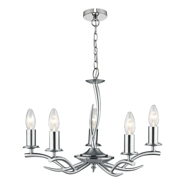 Dar Lighting Elka 5 Light Pendant Satin Chrome • ELK0546