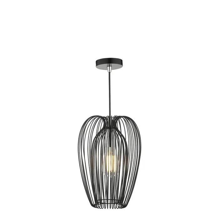 Dar Lighting Ero 1 Light Single Pendant Black And Chrome • ERO0122