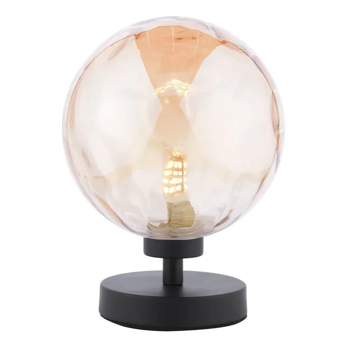 Dar Lighting Esben Table Lamp Matt Black Champagne Dimpled 150mm Glass • ESB4122-11