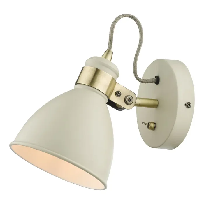 Dar Lighting Frederick Single Wall Spotlight Cream Antique Brass • FRE0733