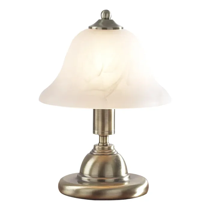 Dar Lighting Gloucester Touch Table Lamp Antique Brass & Glass Shade – Twin Pack • GLO4075