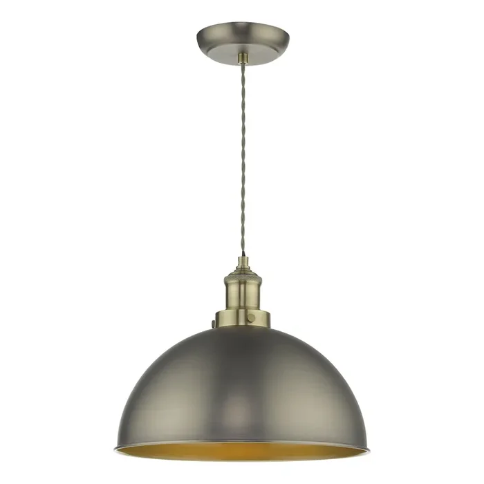 Dar Lighting Governor Pendant Antique Chrome Antique Brass • GOV0161