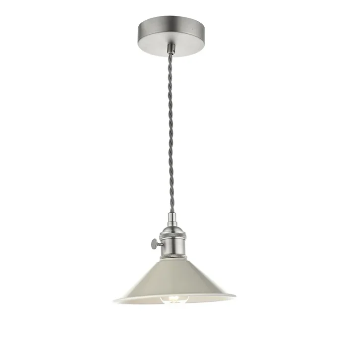 Dar Lighting Hadano 1 Light Pendant Antique Chrome With Cashmere Shade • HAD0161-06
