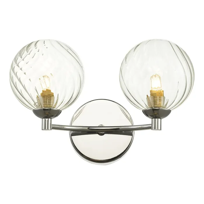 Dar Lighting Izzy 2 Light Wall Light Polished Chrome Twisted Glass • IZZ0950-03