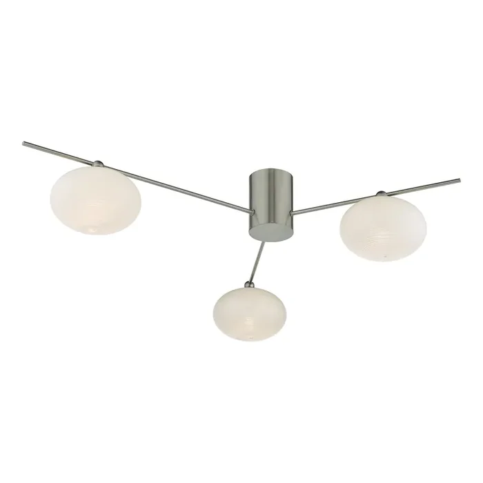 Dar Lighting Jasper 3 Light Semi Flush Satin Nickel Opal glass • JAS5346