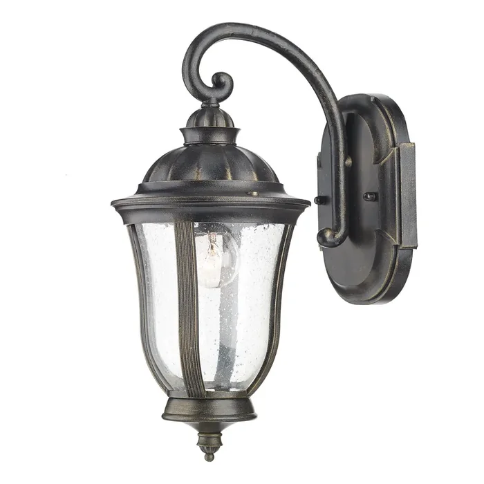 Dar Lighting Johnson Outdoor Wall Light Black/Gold Glass IP44 • JOH1635