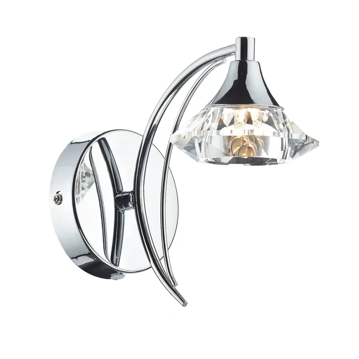 Dar Lighting Luther Wall Light Polished Chrome Crystal • LUT0750