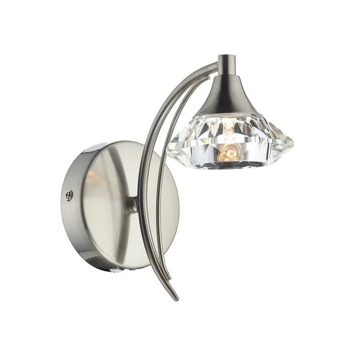 Dar Lighting Luther Wall Light Satin Chrome Crystal • LUT0746