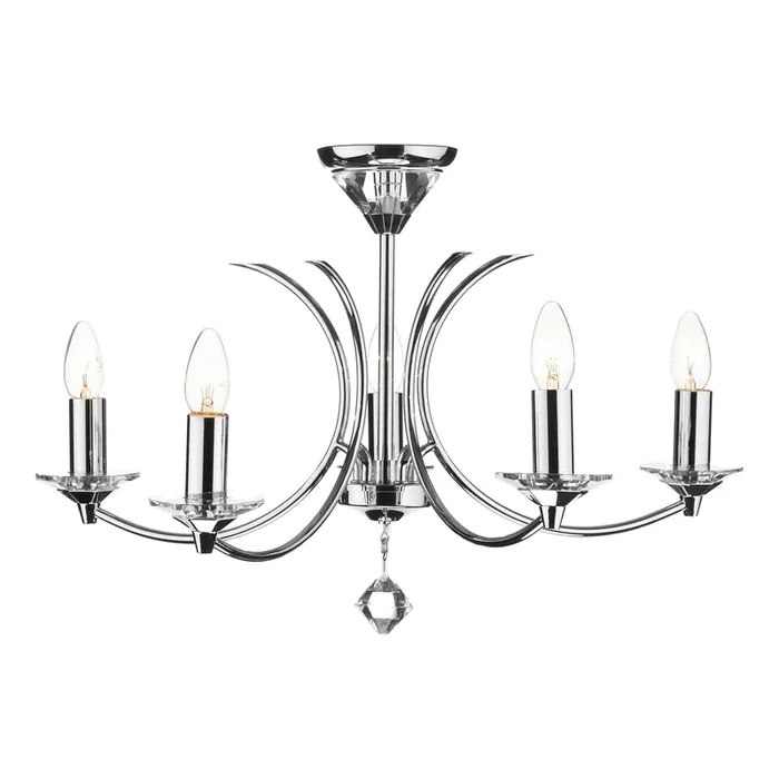 Dar Lighting Medusa 5 Light Dual Mount Pendant K9 Crystal Polished Chrome • MED0550