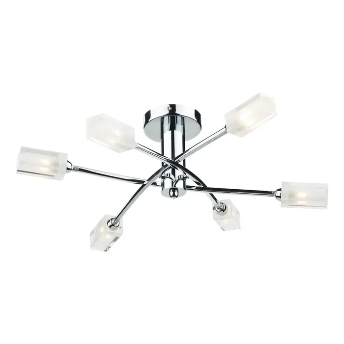 Dar Lighting Morgan 6 Light Semi Flush Polished Chrome • MOR6450
