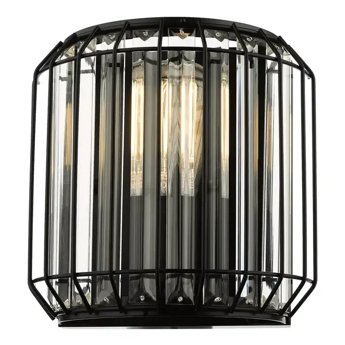 Dar Lighting Naeva 2 Light Wall Light Matt Black Glass • NAE0922