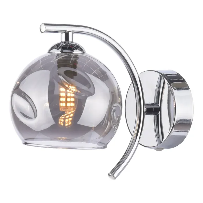 Dar Lighting Nakita Wall Light Polished Chrome Smoked Dimpled Glass • NAK0750-15