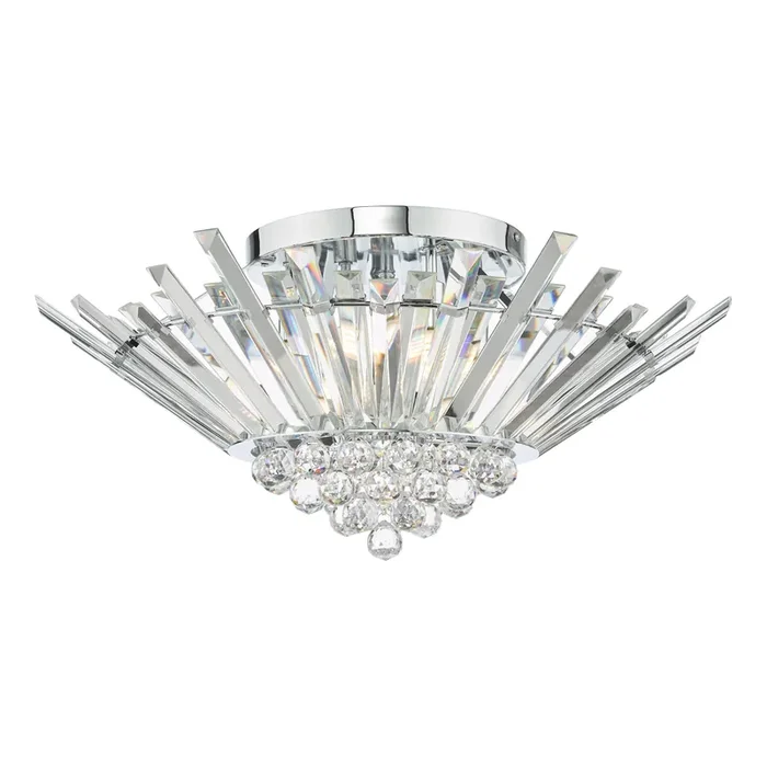 Dar Lighting Nimbus 5 Light Flush Polished Chrome Crystal • NIM5050